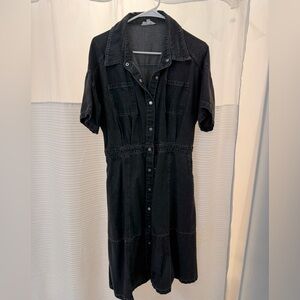 Charcoal/Grey Denim Button-Up Dress